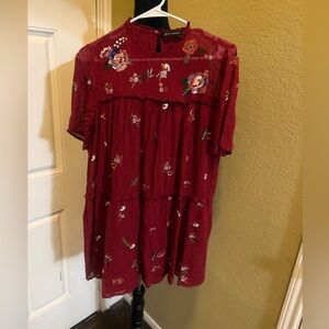 Zara Burgundy Floral Dress